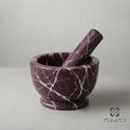 Mortar and Pestle - Rosso Levanto Marble — Luxury Red Spice Grinder, Handcrafted Kitchen Tool - gift for foodies