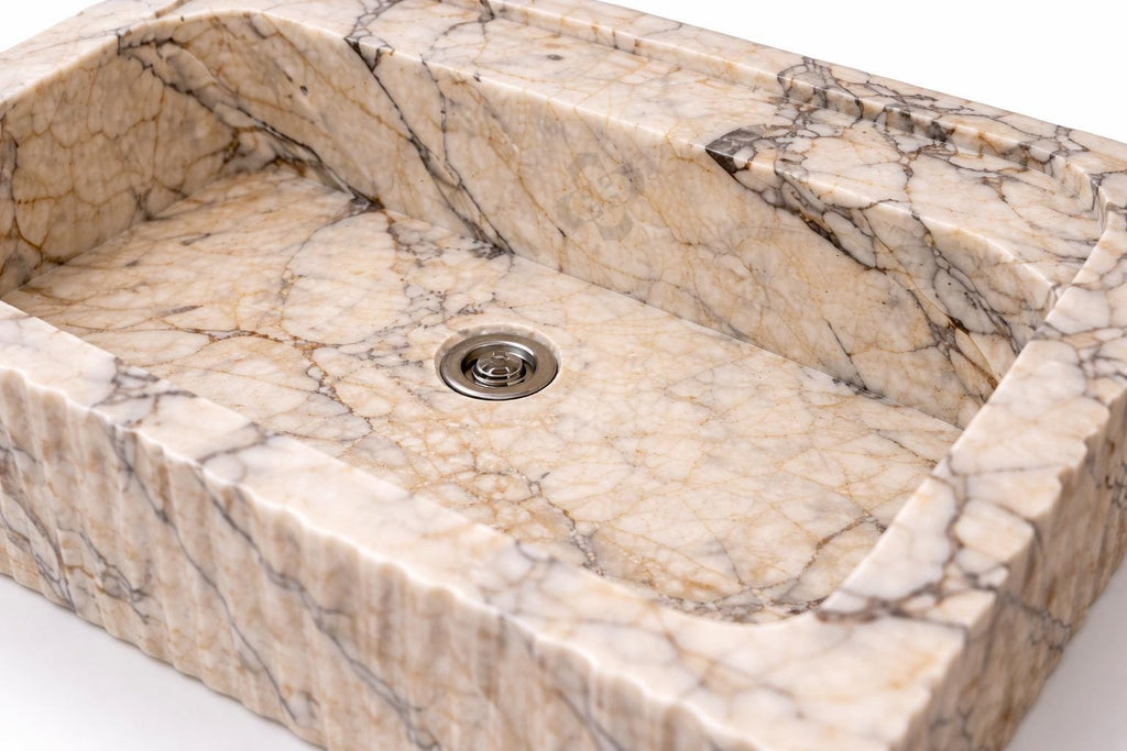 Vessel Sink, Luxury Stone Vanity Basin, Natural Marble Washbasin Calacatta viola marble