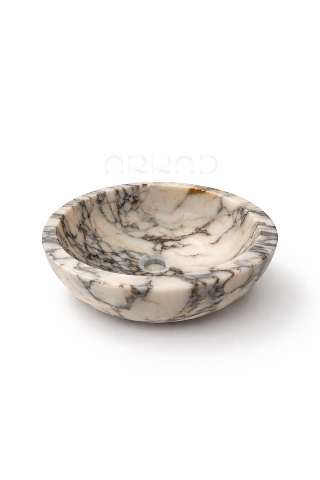 Round Vessel Sink – Bathroom Basin – Modern Spa Countertop Wash Bowl Vanity Sink – Calacatta Viola Marble – Perfect for luxury bathroom