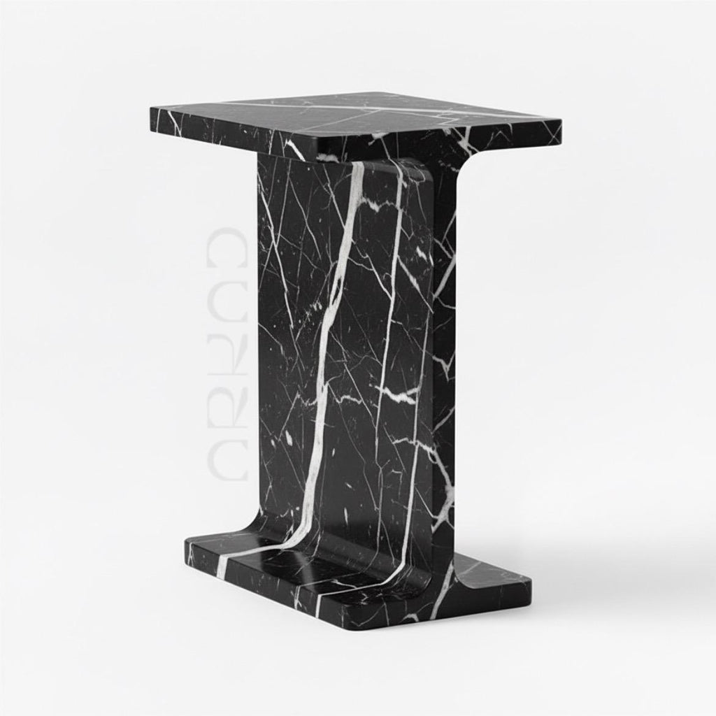 Luxury Side Table - Alexander Black Marble - Modern Minimalist Design - Perfect for Living Room or Bedroom - Nightstand & Bedside Table