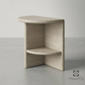 Luxury Side Table - Beige Travertine – Modern Minimalist Stone Accent Bespoke Table – A Useful Table for Living Room or Bedroom “HALO”