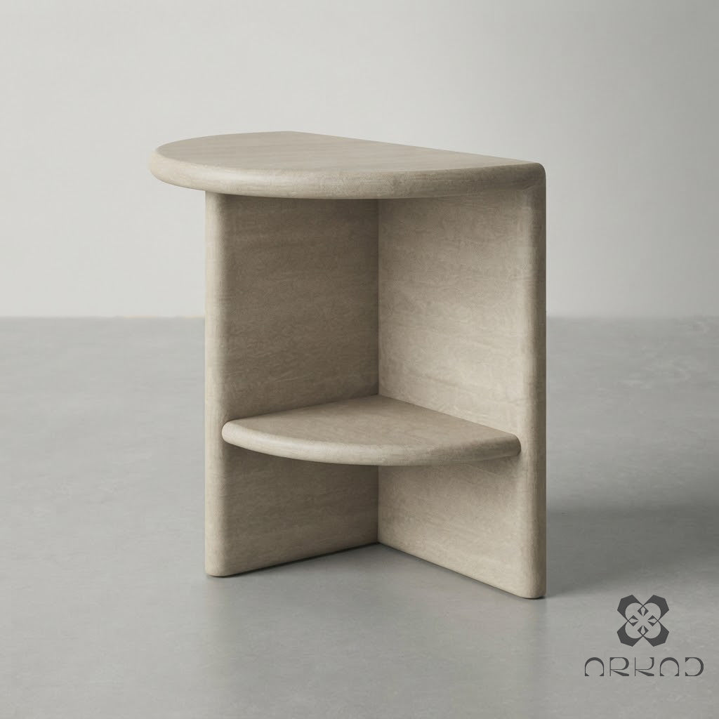 Luxury Side Table - Beige Travertine – Modern Minimalist Stone Accent Bespoke Table – A Useful Table for Living Room or Bedroom “HALO”