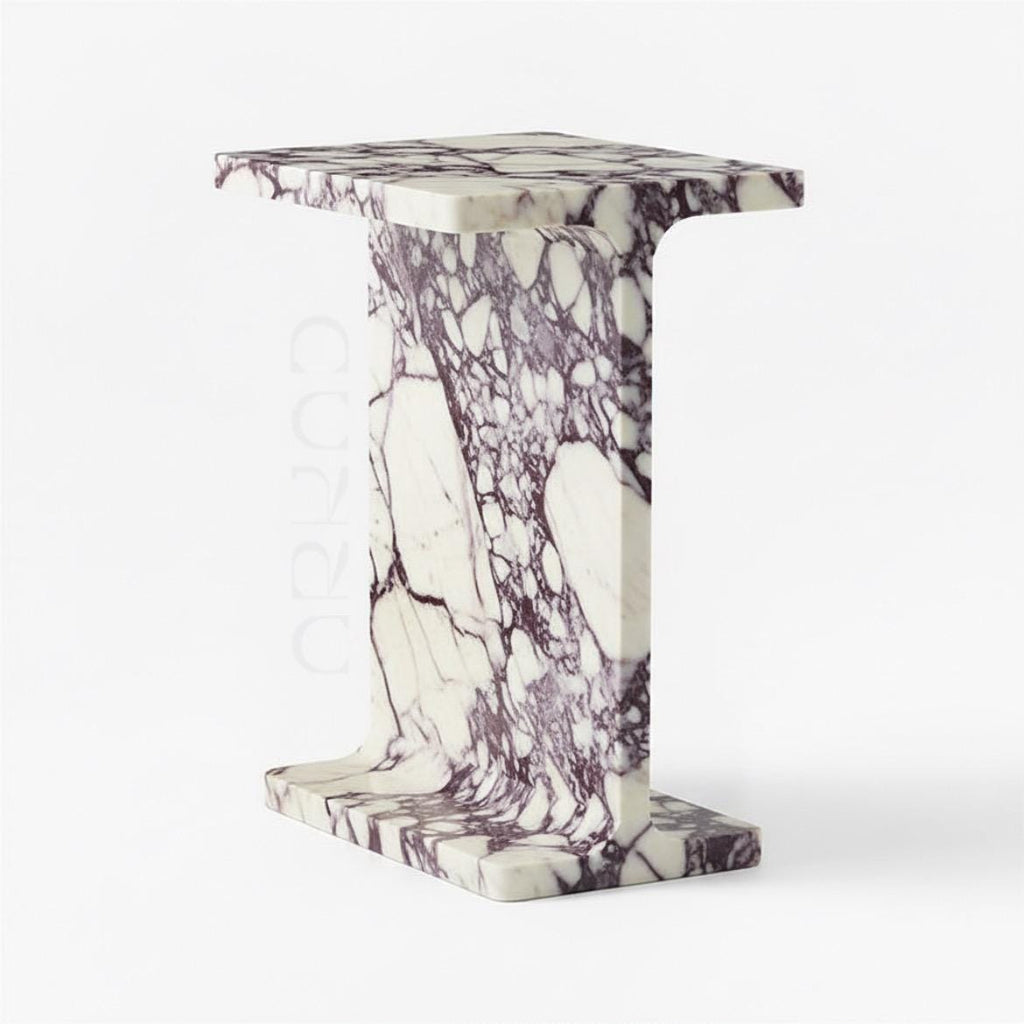 Luxury Side Table - Calacatta viola Marble - Modern Minimalist Design - Perfect for Living Room or Bedroom - Nightstand & Bedside Table