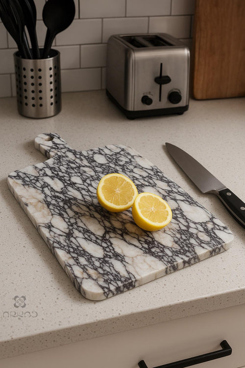 Chopping Board - Calacatta Viola Marble - Natural Stone Cutting & Serving Board • Luxury Kitchen Decor • Gift