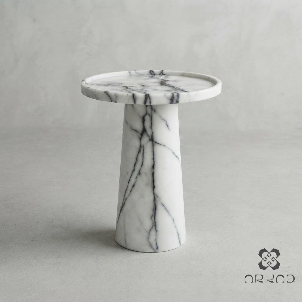Luxury Side Table – White Marble - Modern Minimalist Design –Bespoke Natural Stone – Perfect for Living Room or Bedroom