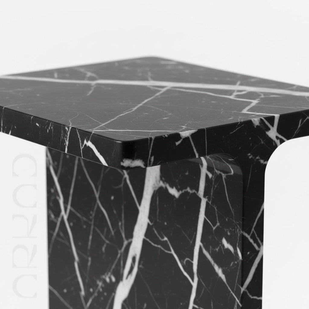Luxury Side Table - Alexander Black Marble - Modern Minimalist Design - Perfect for Living Room or Bedroom - Nightstand & Bedside Table