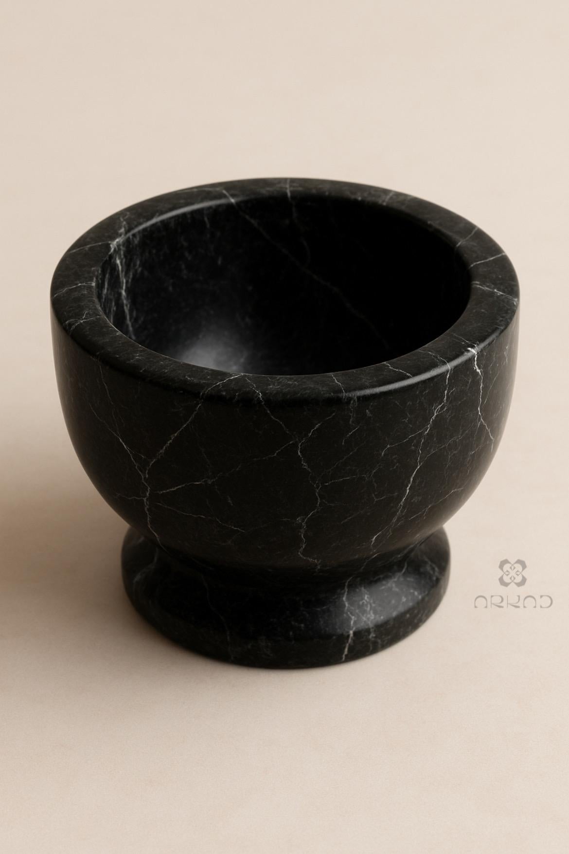 Mortar and Pestle – Alexander Black Marble - Handmade Natural Stone Spice Grinder, Kitchen Decor, Herb Crusher, Unique Housewarming Gift