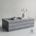 Coffee Table - Silver Travertine – Rectangular Natural Stone Centerpiece – Handcrafted Minimalist Living Room Decor