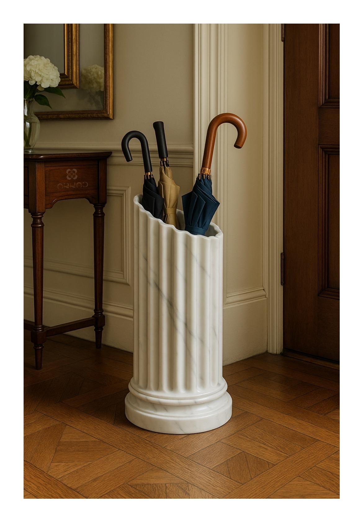 Luxury Umbrella Stand - Bespoke Modern minimalist – Elegant Entryway Decor – White Marble - Umbrella holder