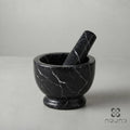 Mortar and Pestle – Alexander Black Marble - Handmade Natural Stone Spice Grinder, Kitchen Decor, Herb Crusher, Unique Housewarming Gift