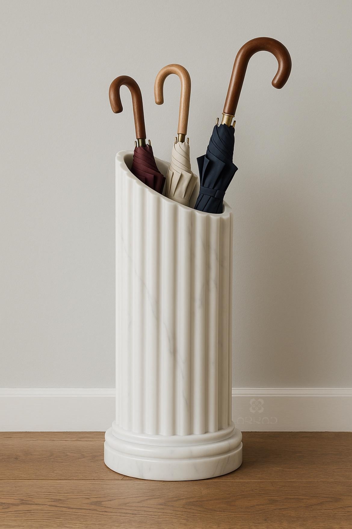 Luxury Umbrella Stand - Bespoke Modern minimalist – Elegant Entryway Decor – White Marble - Umbrella holder