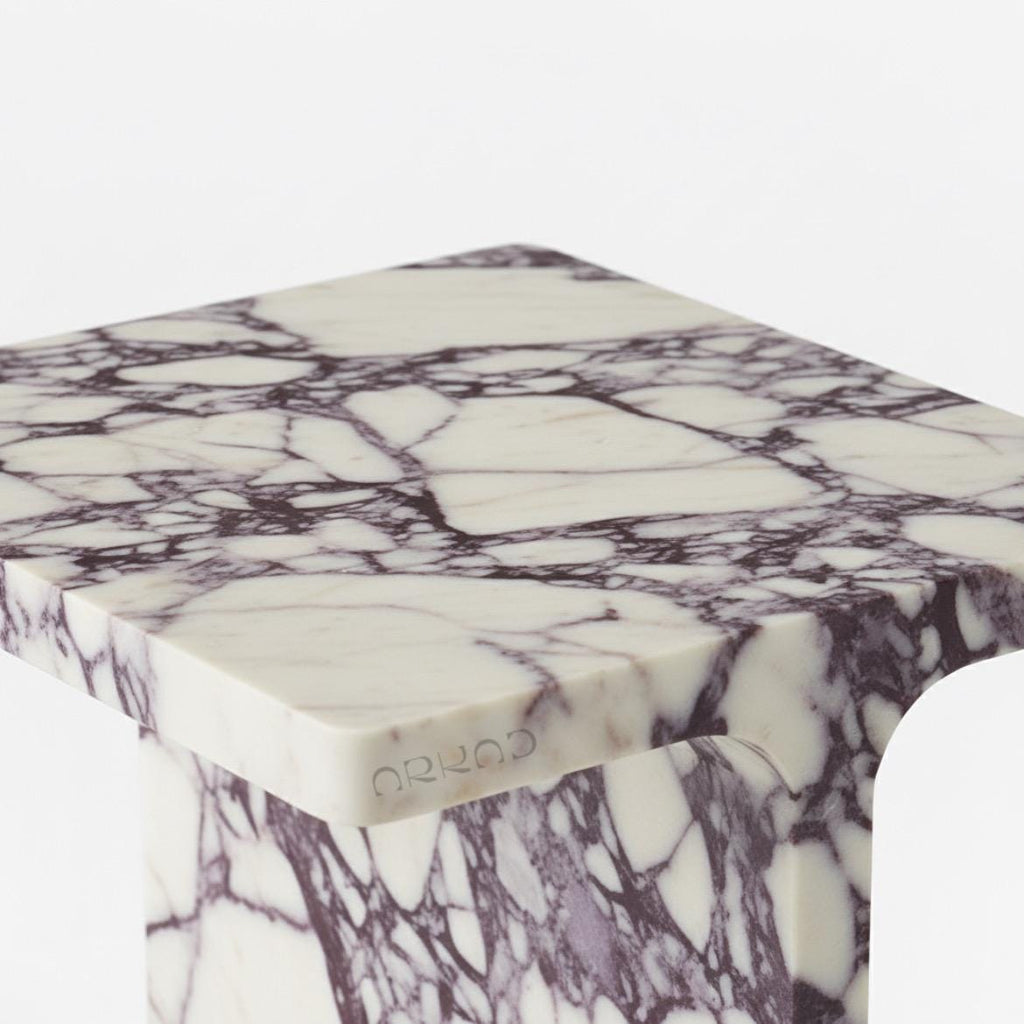 Luxury Side Table - Calacatta viola Marble - Modern Minimalist Design - Perfect for Living Room or Bedroom - Nightstand & Bedside Table
