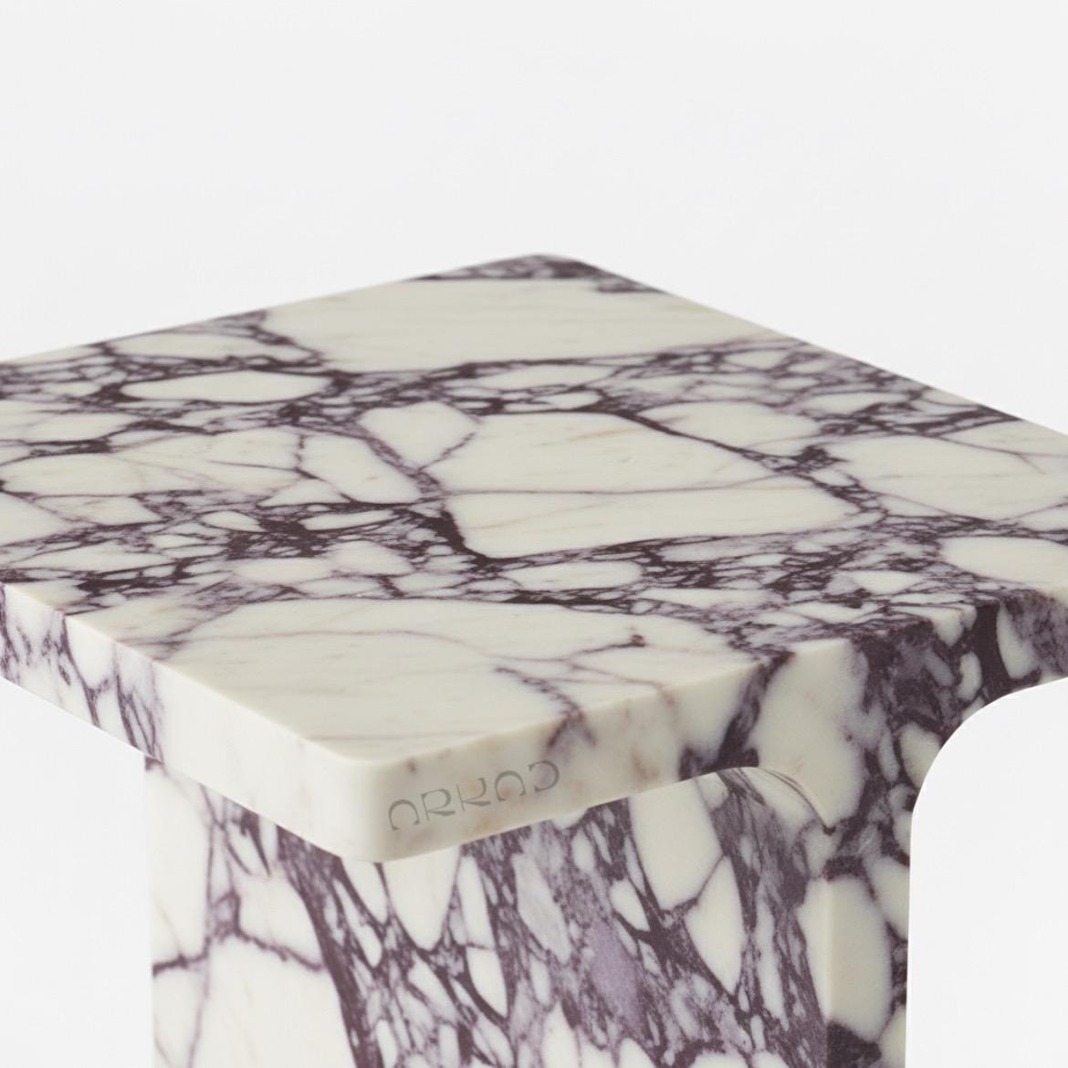 Luxury Side Table - Calacatta viola Marble - Modern Minimalist Design - Perfect for Living Room or Bedroom - Nightstand & Bedside Table