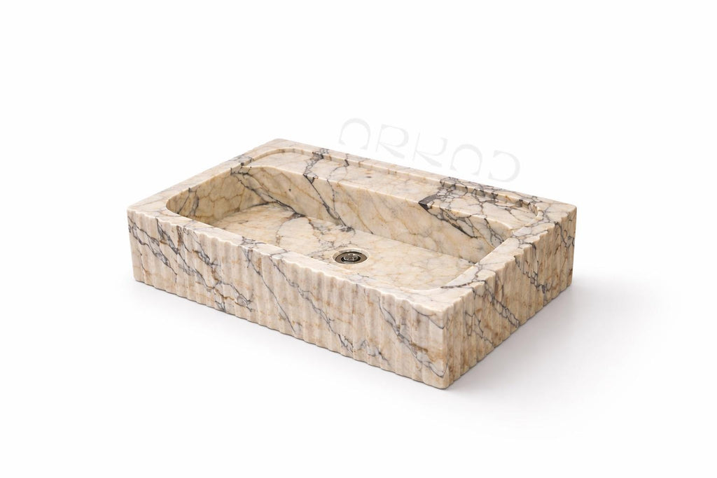 Vessel Sink, Luxury Stone Vanity Basin, Natural Marble Washbasin Calacatta viola marble