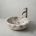 Round Vessel Sink – Bathroom Basin – Modern Spa Countertop Wash Bowl Vanity Sink – Calacatta Viola Marble – Perfect for luxury bathroom