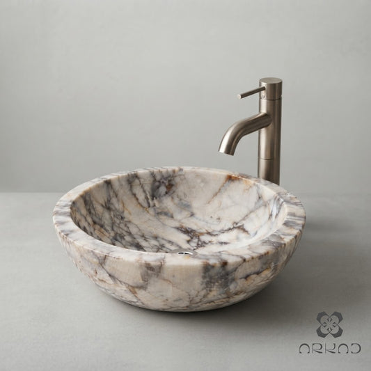 ROUND VESSEL SINK – CALACATTA VIOLA