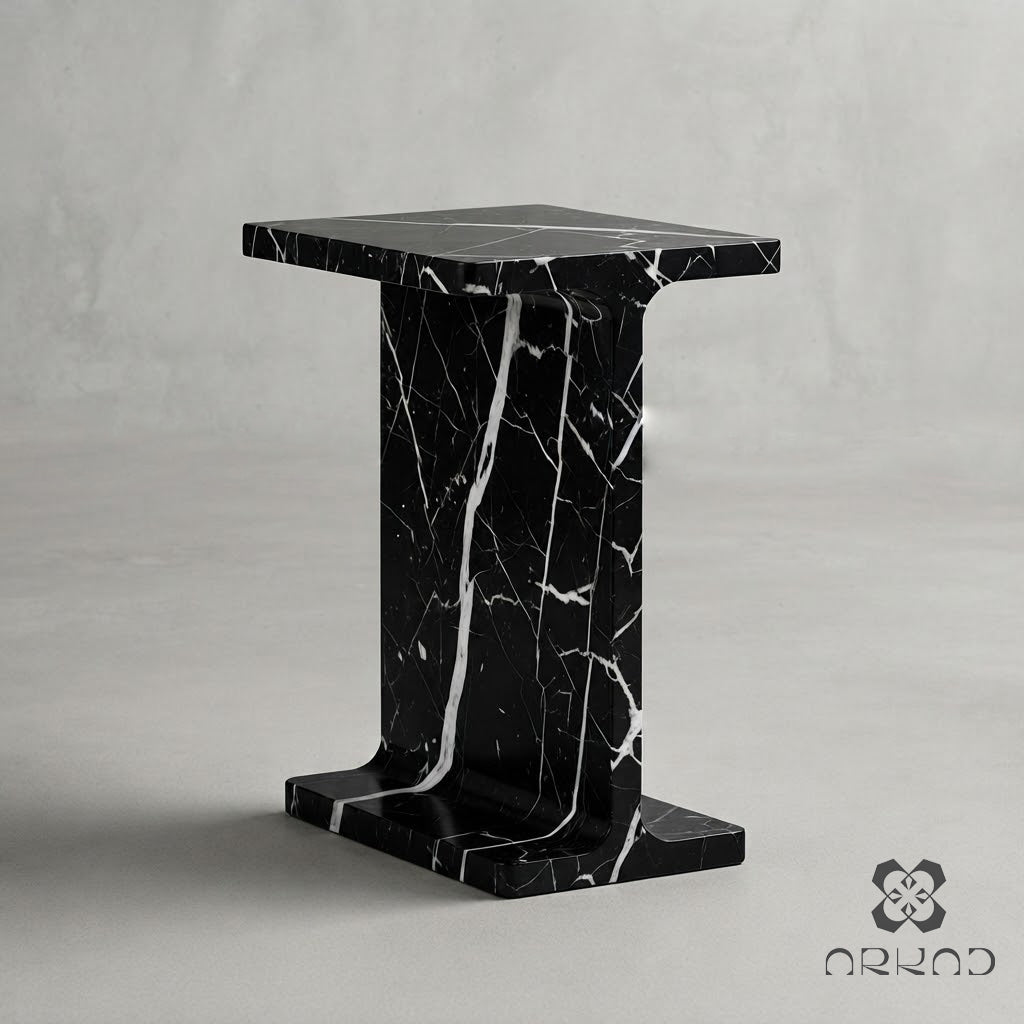 Luxury Side Table - Alexander Black Marble - Modern Minimalist Design - Perfect for Living Room or Bedroom - Nightstand & Bedside Table
