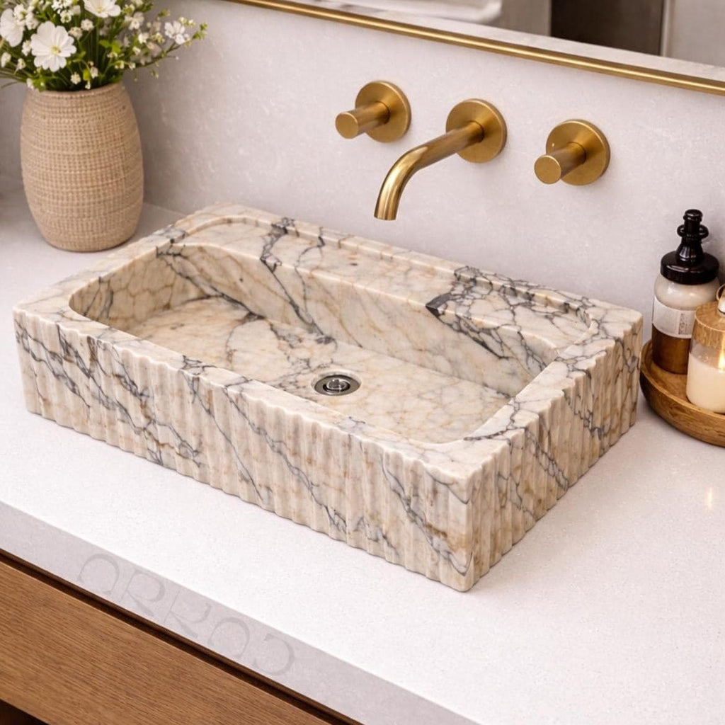 Vessel Sink, Luxury Stone Vanity Basin, Natural Marble Washbasin Calacatta viola marble